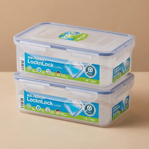 طقم علب تخزين طعام لوك اند لوك، قطعتين، 0.8/0.8 لتر - شفاف ازرق product image