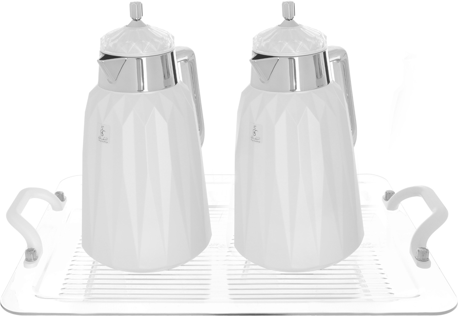 Lamia thermos set with Tofreya Al Saif Gallery , glass inner container, plastic outer shell - white product image