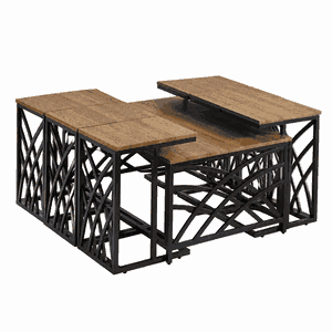 طقم طاولات خشب MDF و معدن، 7 قطع - اسود بني product image 2