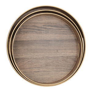 طقم طوفريات خشب السيف غاليري، 37x37x4.8 / 34.5x34.5x4.5 / 33x33x4.2، دائري، 3 قطع - بني product image