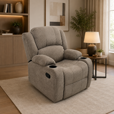 كرسي استرخاء قماش، 77x80x95 سم، بحامل اكواب - بني product image 1