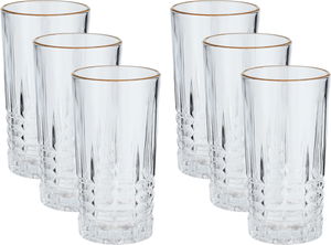 A set of Al Saif Gallery glass water cups, with a golden font - transparent product image