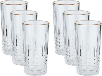 طقم كاسات ماء زجاج السيف غاليري، بخط ذهبي - شفاف product image 1