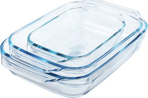 Pyrex Glass Oven Tray Set, 3 Pieces - Clear product image 2