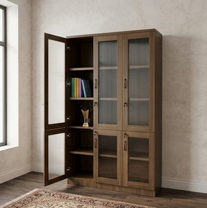 وحدة عرض مكتبية خشب MDF، 40×120×200 سم، 3 ابواب - بني product image 2