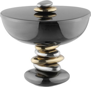 صحن تقديم استيل السيف غاليري، 14×11×12 سم، غطاء استيل - اسود لامع product image