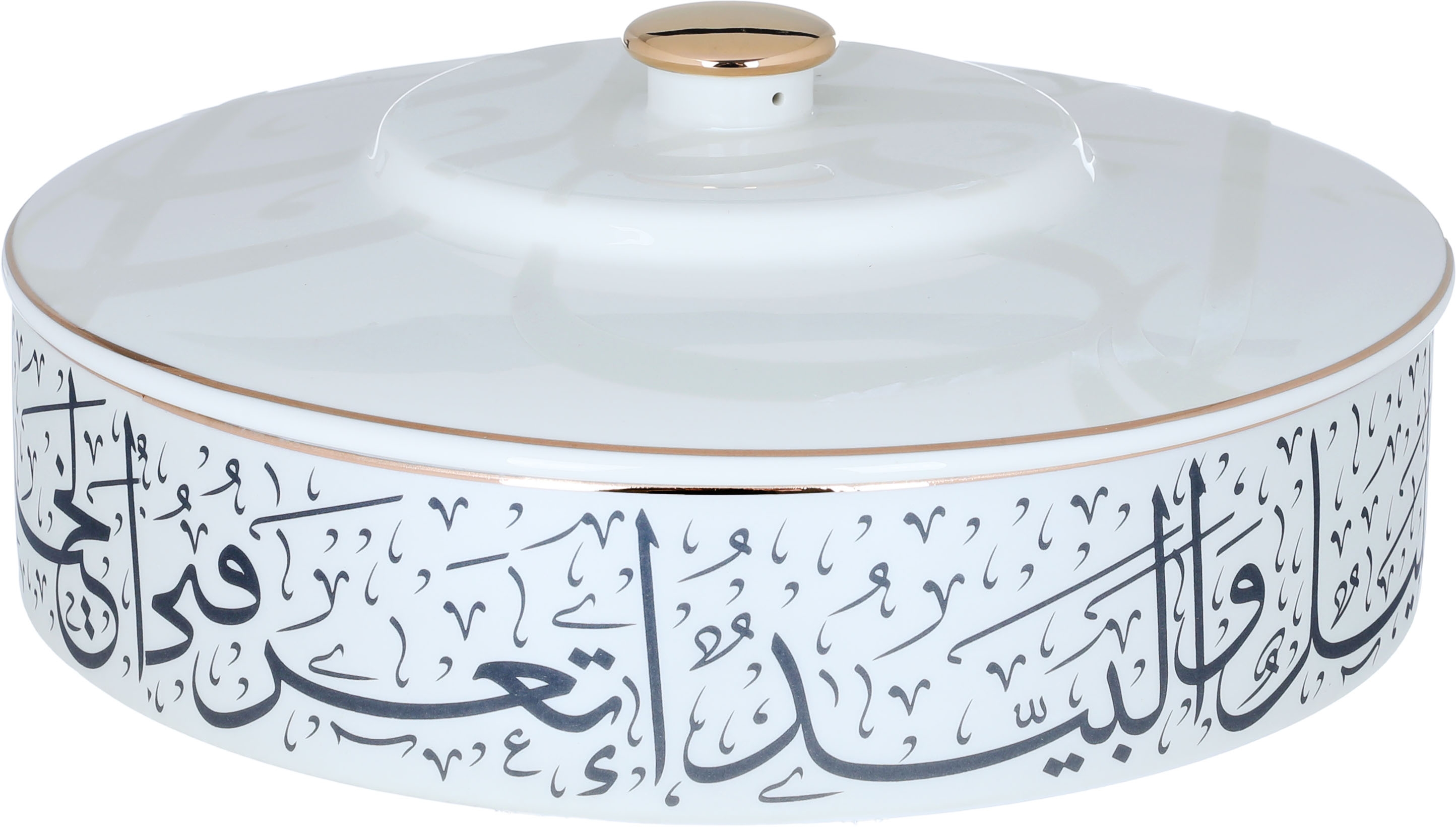 وعاء تقديم صهيل بورسلان السيف غاليري، دائري بغطاء - أبيض product image 2