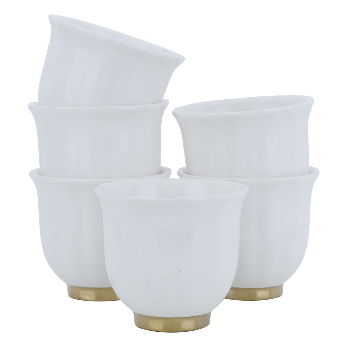 Al Saif Gallery porcelain Arabic coffee cups set, gilded base, 12 pieces - white product image 1