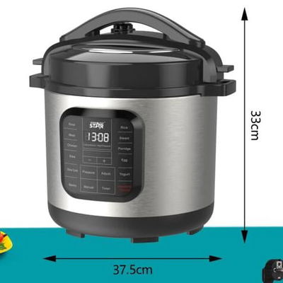 قدر ضغط كهربائي ويننج ستار، 8 لتر، 1300 واط، 14 وظيفة، ST-9314 - فضي اسود product image 4