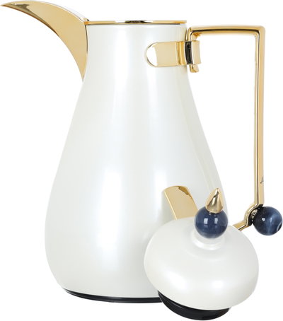 Al Saif Gallery Crystal Thermos Set, 1/0.7 litre, tofaria, thermal glass inner container, steel outer shell - pearl gold product image 10