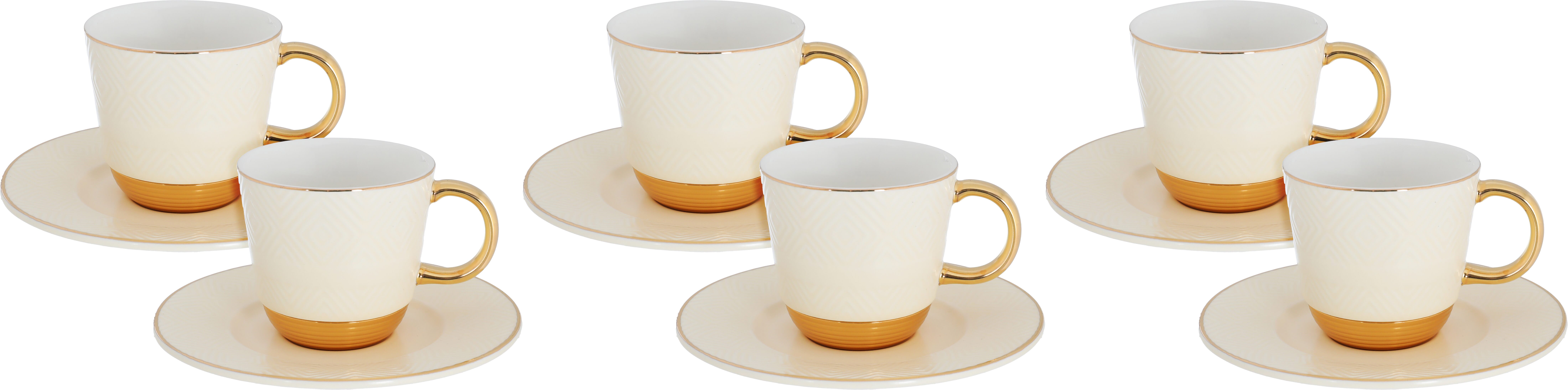 Porcelain coffee cup set with a gold base, 12 pieces, 90 ml, with saucer - beige product image
