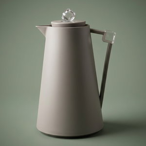 Everest Diamond Plastic Thermos, 1 Liter, Glass Inner Container, Pump - Clear Cappuccino product image