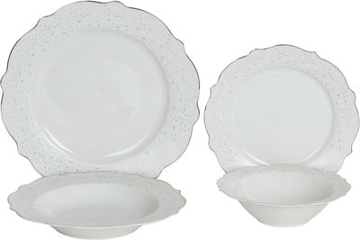 طقم سفرة بورسلان السيف غاليري، 24 قطعة - ابيض ذهبي product image 1