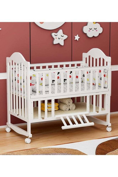 سرير اطفال خشب الصنوبر فان مومنت، 130×70 سم، مع مساحة تخزين - ابيض product image 2