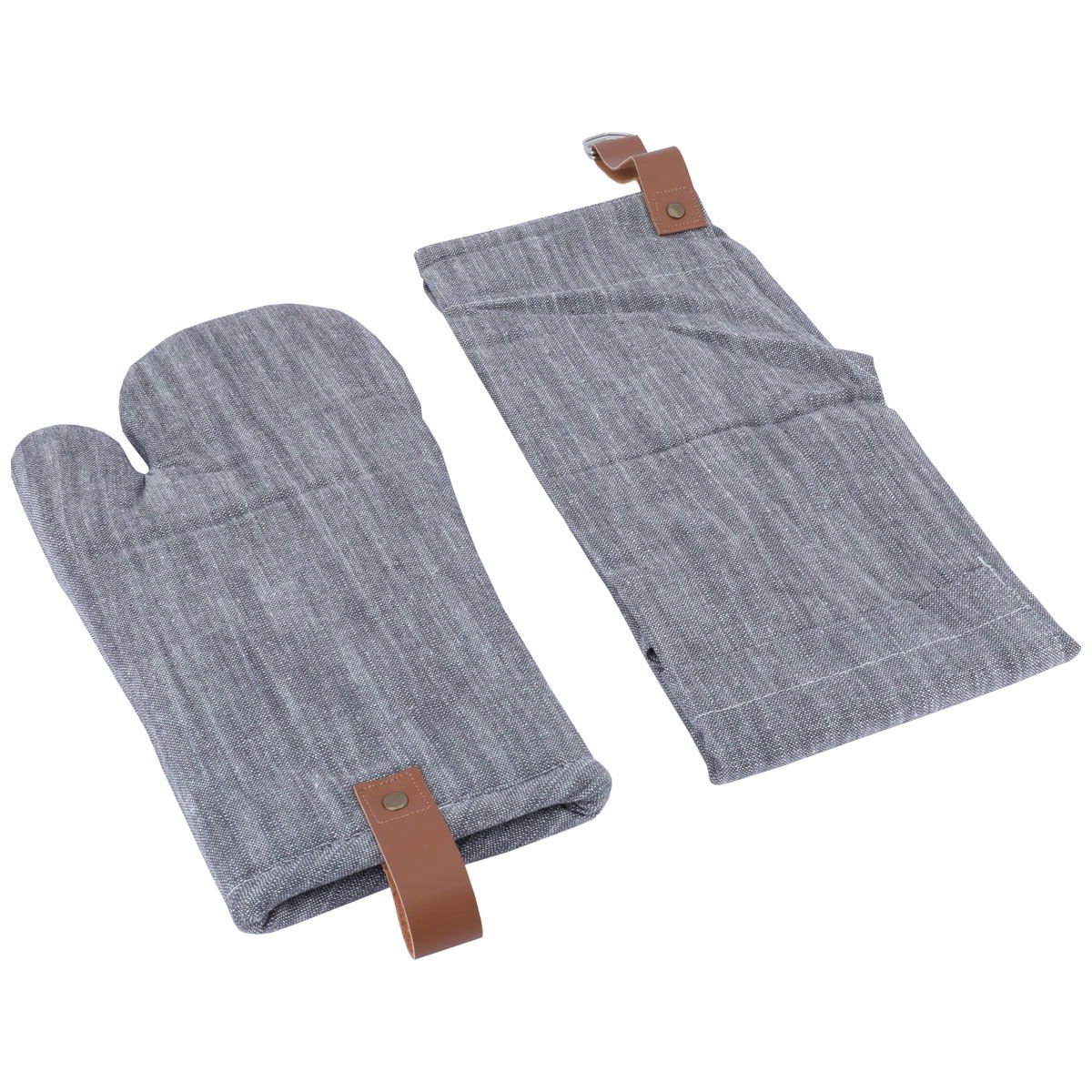 Apron + gloves set, Alsaif Gallery fabric, two pieces - grey product image