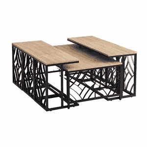 طقم طاولات خشب MDF و معدن، 7 قطع - اسود بني product image 2