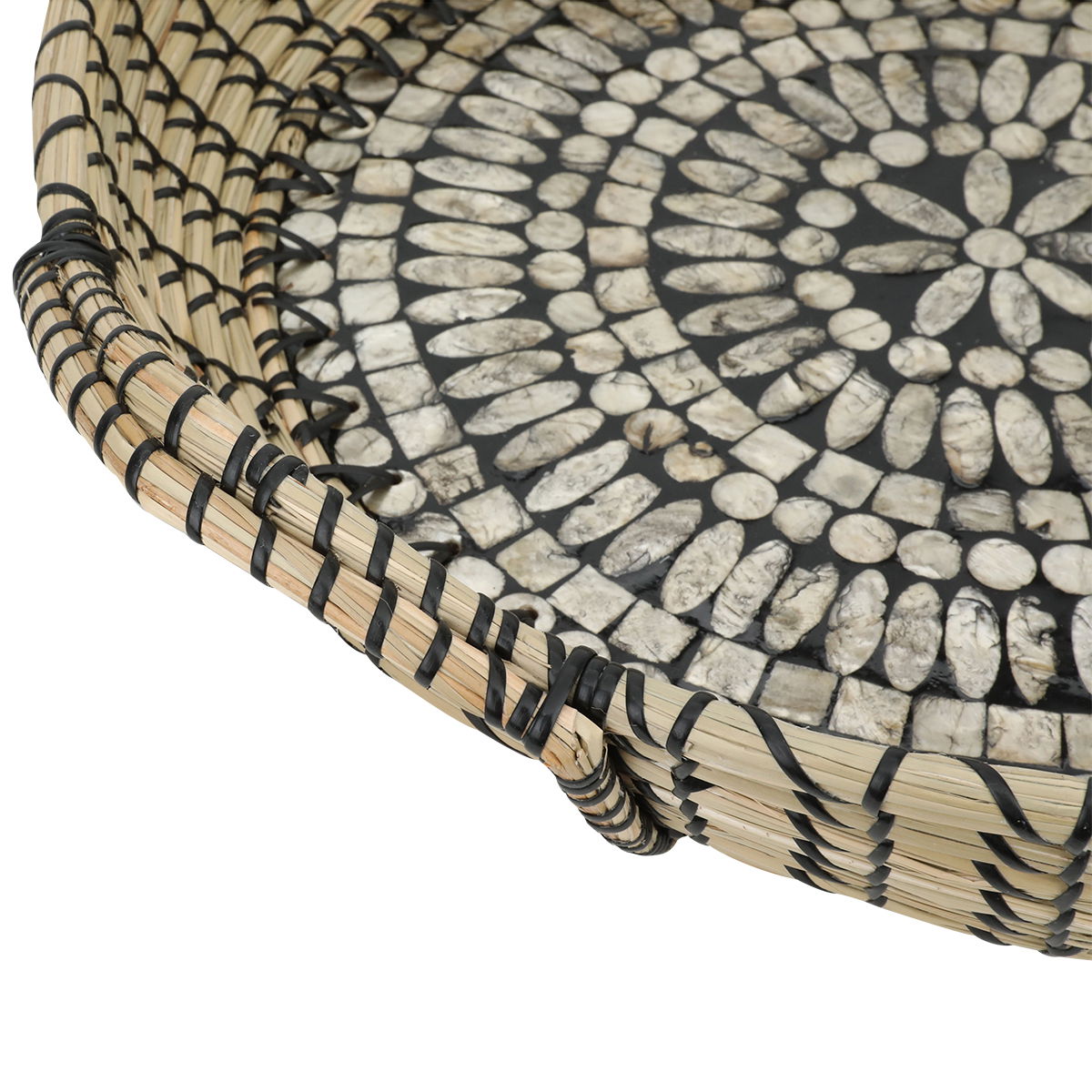 Al Saif Gallery wicker serving tofir, 46 x 46 x 9 cm, round - black beige product image 2