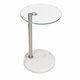 طاولة خدمة مفرد زجاج، 55×35×35 سم، قاعدة رخام دائرية، رافعة معدن - فضي أبيض product image 2