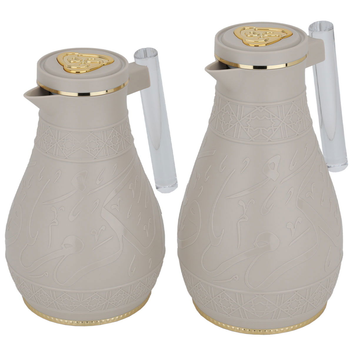 Al Saif Gallery Karam thermos set, 1/0.65 liter, Islamic pattern, thermal glass inner shell, plastic outer shell - light brown product image 2