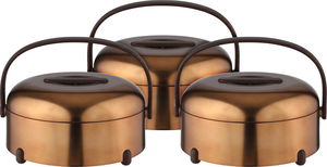 Al Saif Gallery Stainless Steel Food Container Set, 3 Pieces, Wooden Handle - Bronze product image