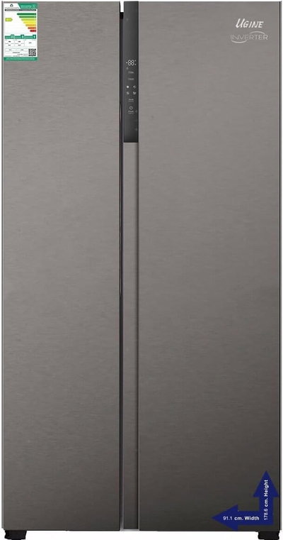 Ugine UGRSBSH531INV No-Frost Refrigerator, 531 Liters, 18.69 Cubic Feet, 2 Doors, LED Display, Inverter - Dark Gray product image 1