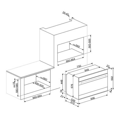 فرن غاز بلت ان سميج، 90 سم، 129 لتر - فضي product image 4