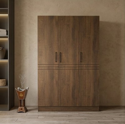 خزانة ملابس خشب MDF، 54×120×200 سم 3 ابواب - بني product image 2