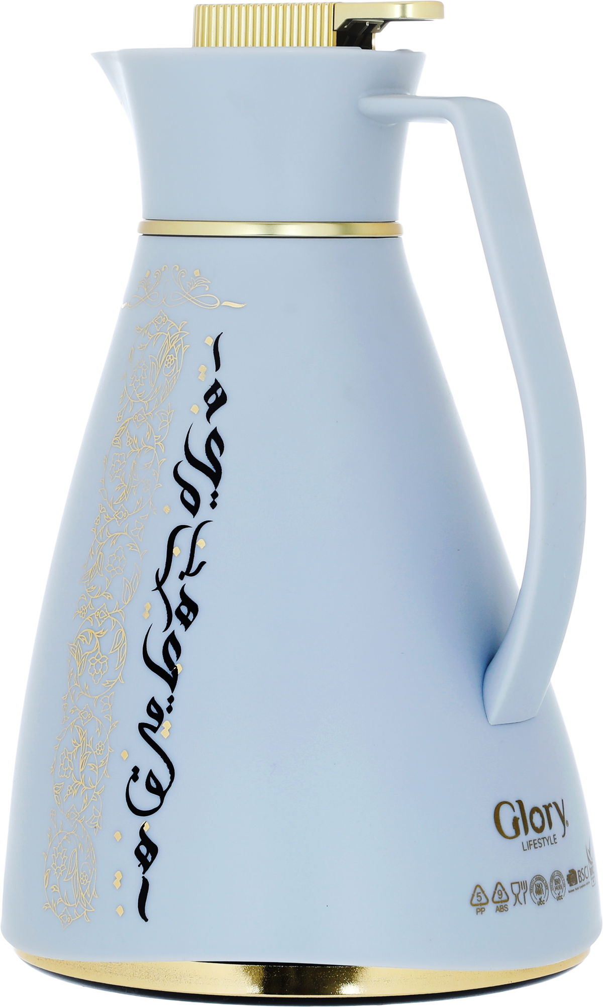 ترمس شيفون جلوري، 1 لتر، حافظة داخلية زجاج حراري، هيكل خارجي بلاستيك - رمادي فاتح product image 2