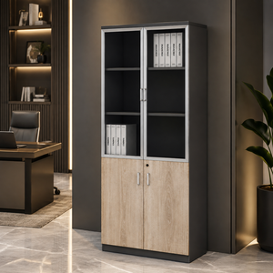 دولاب ملفات خشب، 200×80×40 سم - بيج رمادي product image