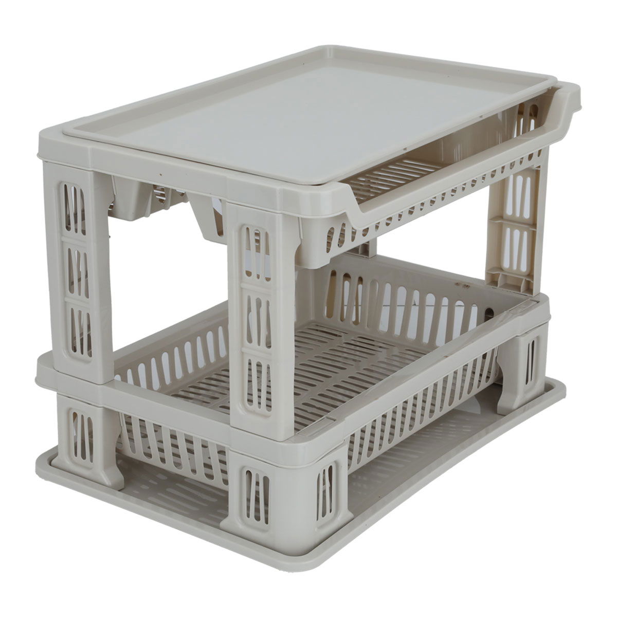 2-layer plastic dish stand, 42 x 39 cm - beige product image 2