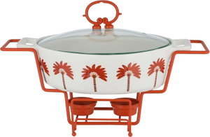 سخان طعام بورسلان السيف غاليري، 30 سم، حامل معدني، دائري، غطاء زجاج - ابيض ملون product image