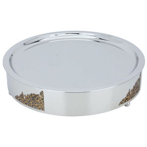 Al Saif Gallery steel serving plate, 8×45×45, gold-silver pattern product image 2