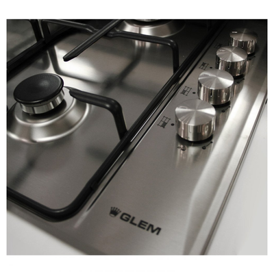 موقد بلت ان جليم غاز، 90 سم، 5 شعلات غاز، مفاتيح جانبية، حوامل مطلية، P9LV5I - فضي product image 2