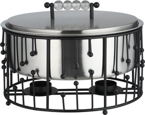 Al Saif Gallery Stainless Steel Food Warmer, 3 Liter, Double Bowl, Round, Black-Silver Base product image