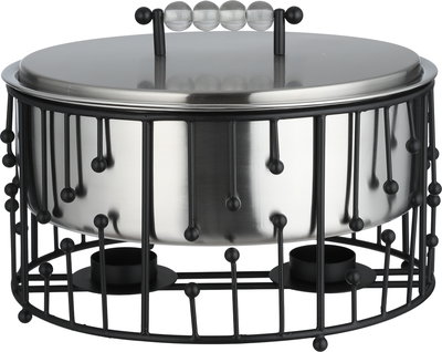 Al Saif Gallery Stainless Steel Food Warmer, 3 Liter, Double Bowl, Round, Black-Silver Base product image 1