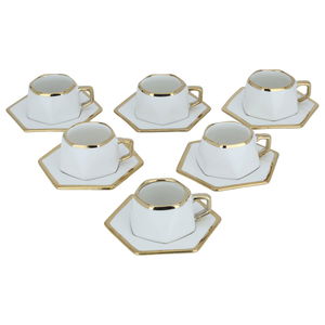 طقم فناجين قهوة مع صحون بورسلان السيف غاليري، 12 قطعة - أبيض product image 2