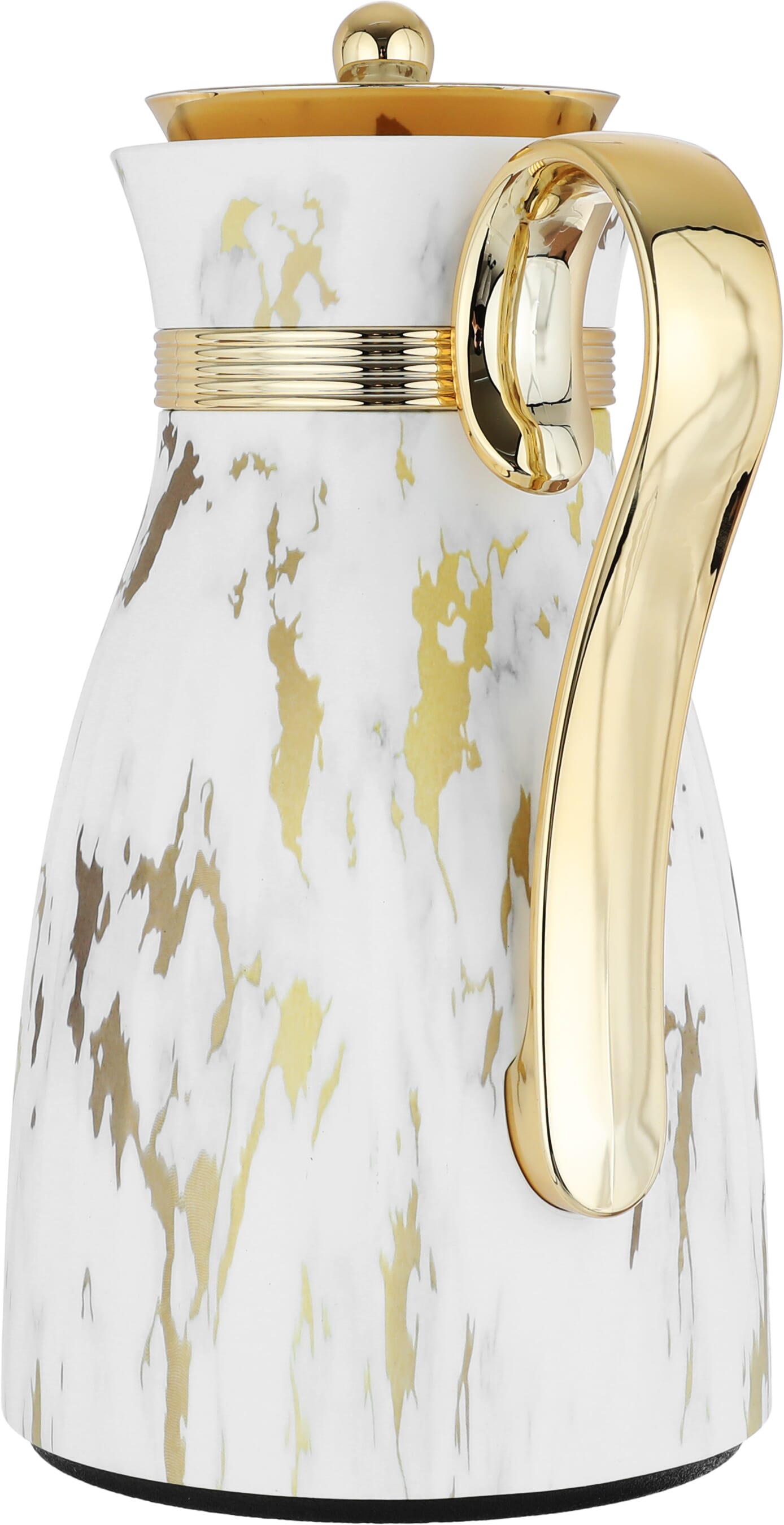 Al Saif Gallery Danat thermos set, 1/0.7 liter, golden handle, 2 pieces, thermal glass inner shell, plastic outer shell - white product image 4