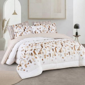 طقم لحاف ساليرنو مايكروفايبر، 240x260 سم، نفرين، 9 قطع - ابيض بيج product image