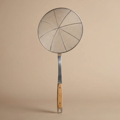 Safa Stainless Steel Food Strainer, 20x46 cm - Wood Grain Silver product image 1