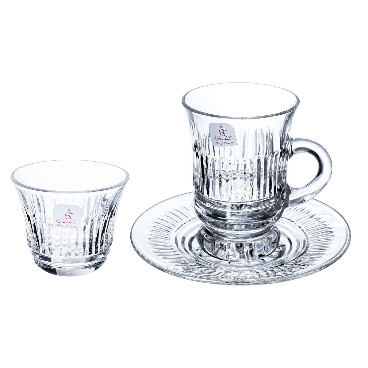 Al Saif Gallery glass tea and coffee set, 18 pieces - transparent product image