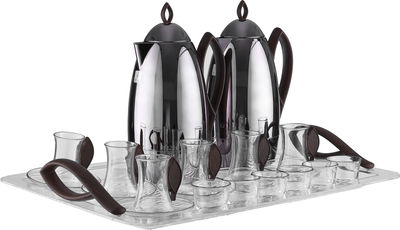 طقم ترامس العلا السيف غاليري، 21 قطعة، مع طوفرية، اكواب شاي و قهوة - فضي بني product image 4