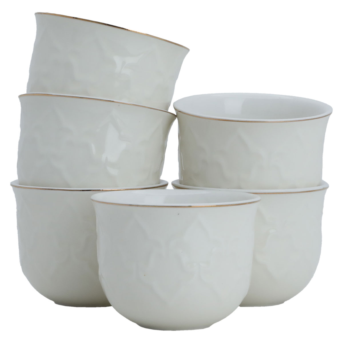 طقم فناجين قهوة عربي بورسلان السيف غاليري، 12 قطعة - كريمي product image