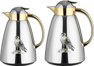 طقم ترامس سيف بلص، 0.7 / 1 لتر، خامة داخلية زجاج، غطاء ضغاط - فضي لامع ذهبي product image