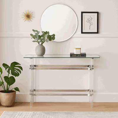 مدخل استقبال اكريليك زجاج، 80×140×40 سم - فضي شفاف product image 1