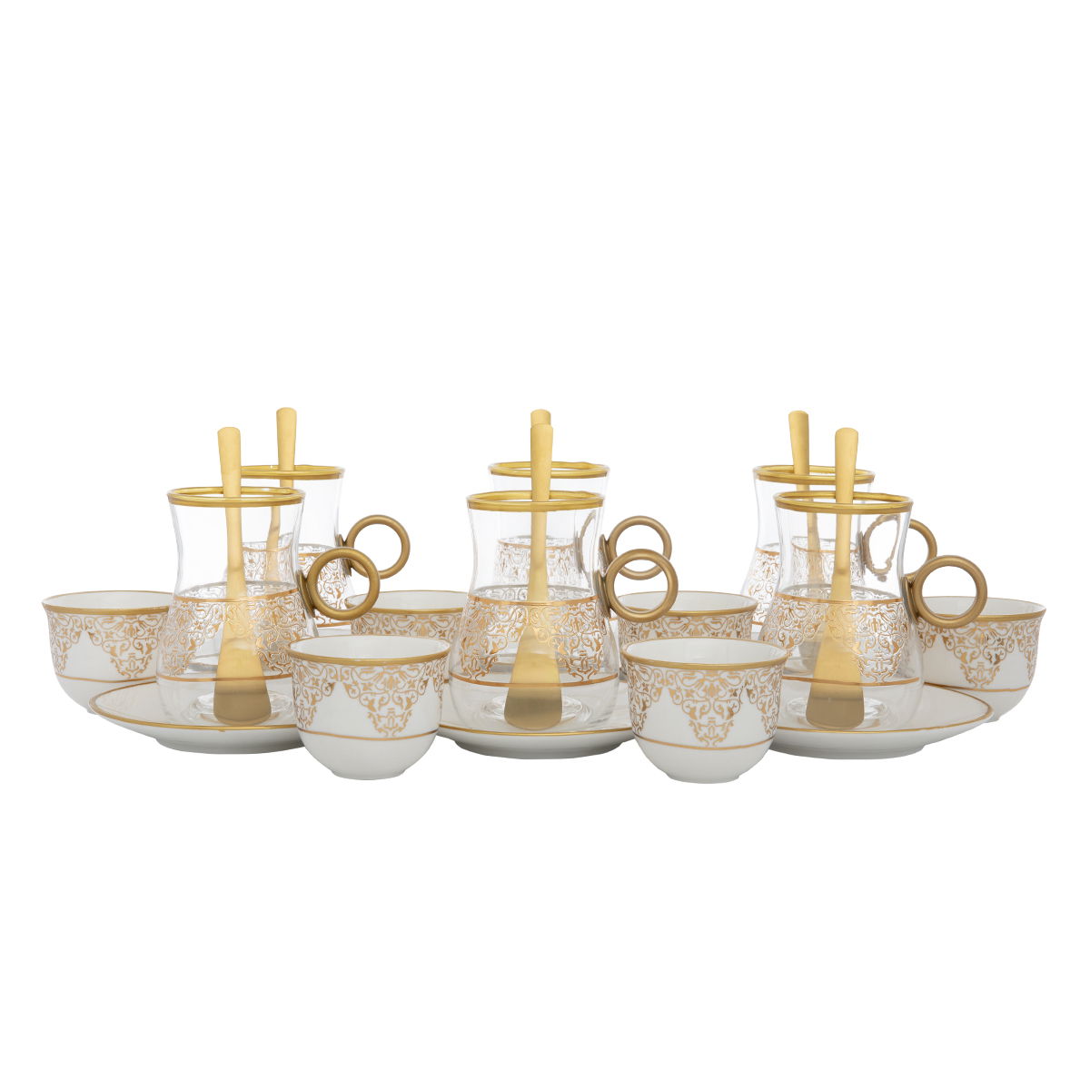 Al Saif Gallery teacups and cups set, 24 pieces, gold-white decoration product image 3