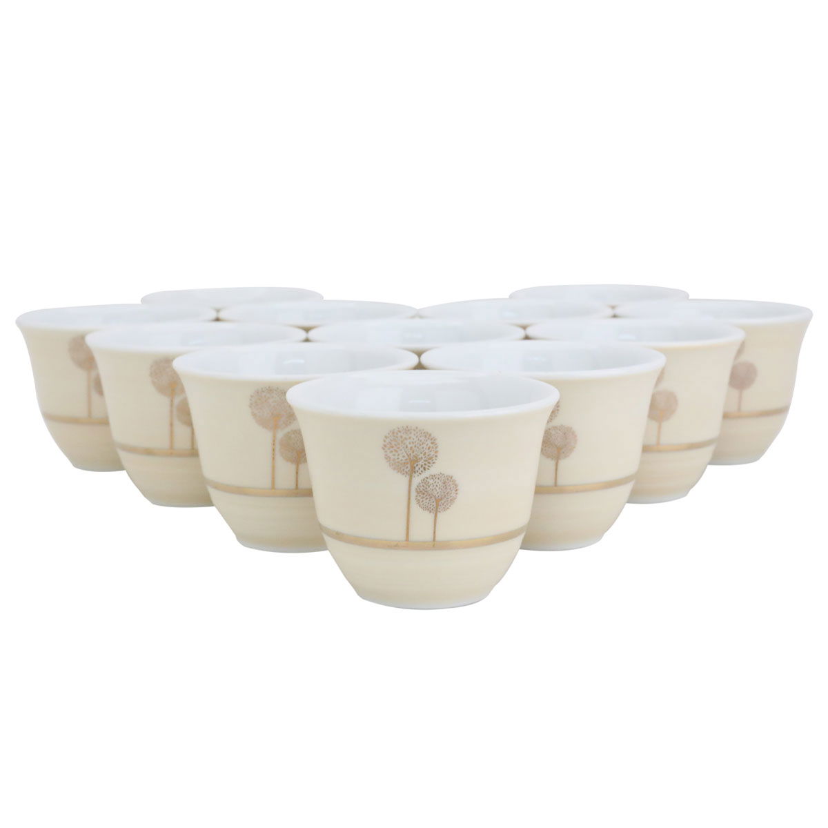 Al Saif Gallery porcelain coffee cup set, 12 pieces, tree pattern - light beige product image
