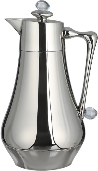 Al Saif Gallery Al Dana 2 Thermos Set, 1/1 Liter, 2 Pieces, Glass Inner Container, Stainless Steel Outer Body, Push Button - Transparent Shiny Silver product image 3