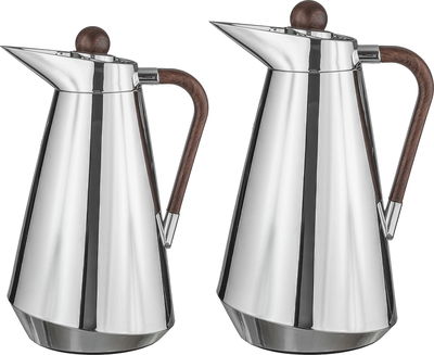 طقم ترامس طريف السيف غاليري، 1/0.7 لتر، حافظة داخلية زجاج، يد خشبي غامق، غطاء ضغاط - فضي product image 1