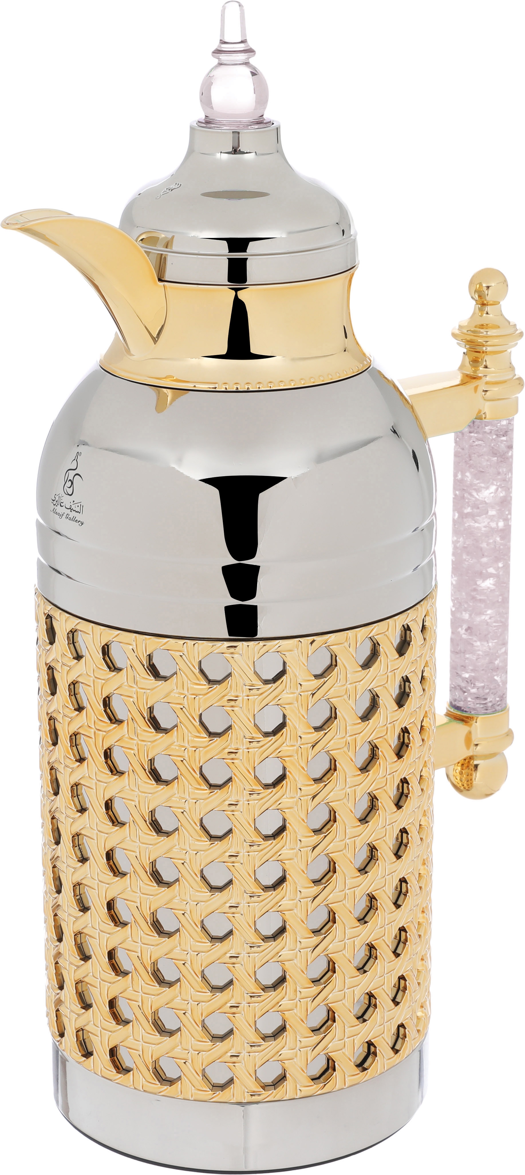 Al Saif Gallery Sarah thermos set, 1 liter, crystal handle, thermal glass inner case, steel outer case - silver product image 4