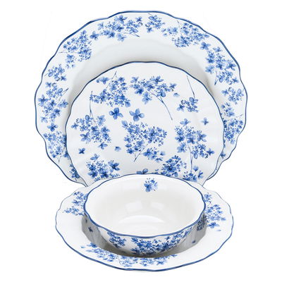 طقم عشاء بورسلان مشجر أزرق السيف غاليري، 24 قطعة - أبيض product image 2